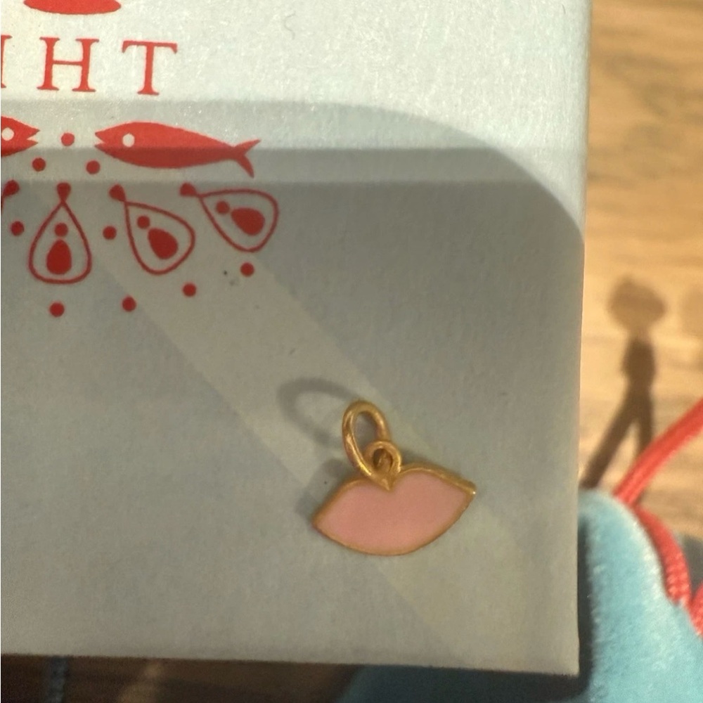 Marie-Helene De Taillac Gold and Pink Lip Charm